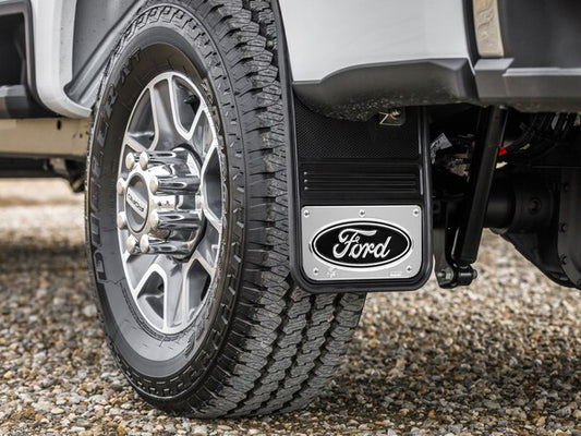 Super Duty SRW GatorBack Mudflaps - Ford Oval Chrome